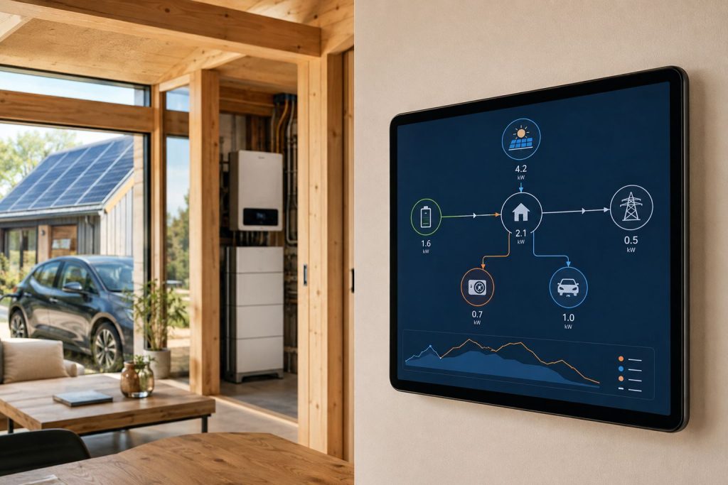 Tablet met het energiedashboard in een woning