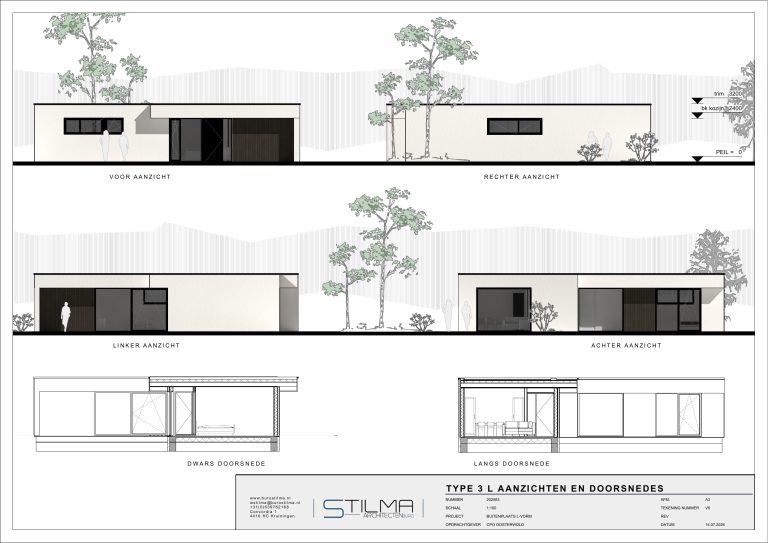 Bouwtekening Patrick L: aanzichten & doorsneden