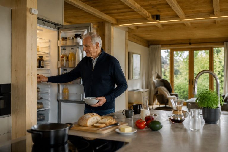 Bewoner in een slimme keuken